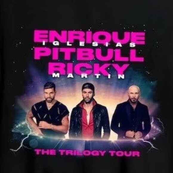 Enrique Iglesias Pitbull Ricky Martin Trilogy 2023 Tour T-Shirt 2 Sided Tee 05 - Picture 2 of 6